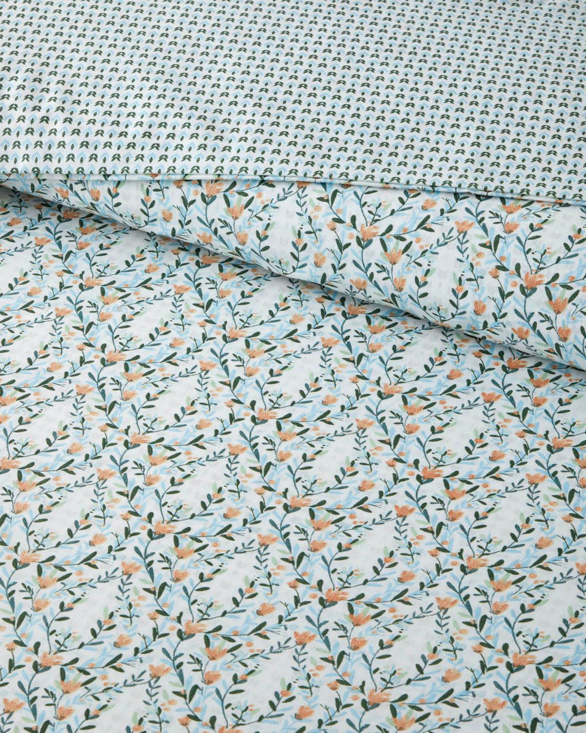 Poemy Kolay Ütülenir Çift Kişilik Nevresim Seti 200x220 cm Turuncu-Mavi