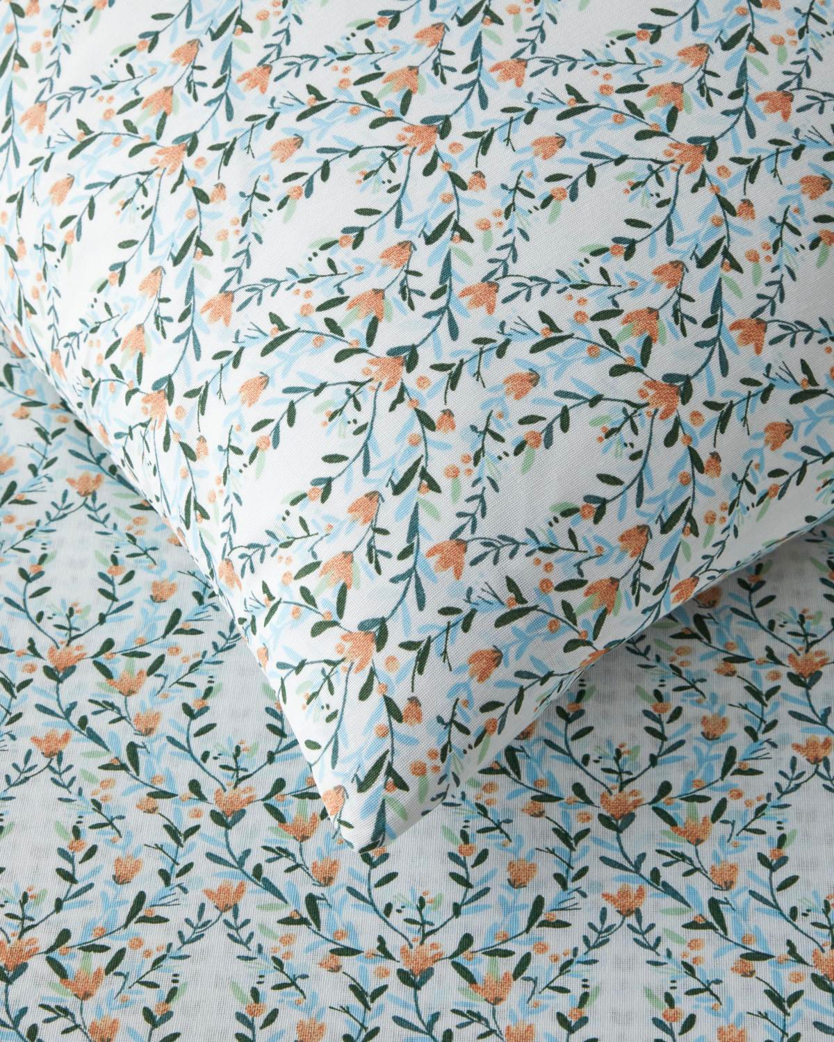 Poemy Kolay Ütülenir Çift Kişilik Nevresim Seti 200x220 cm Turuncu-Mavi