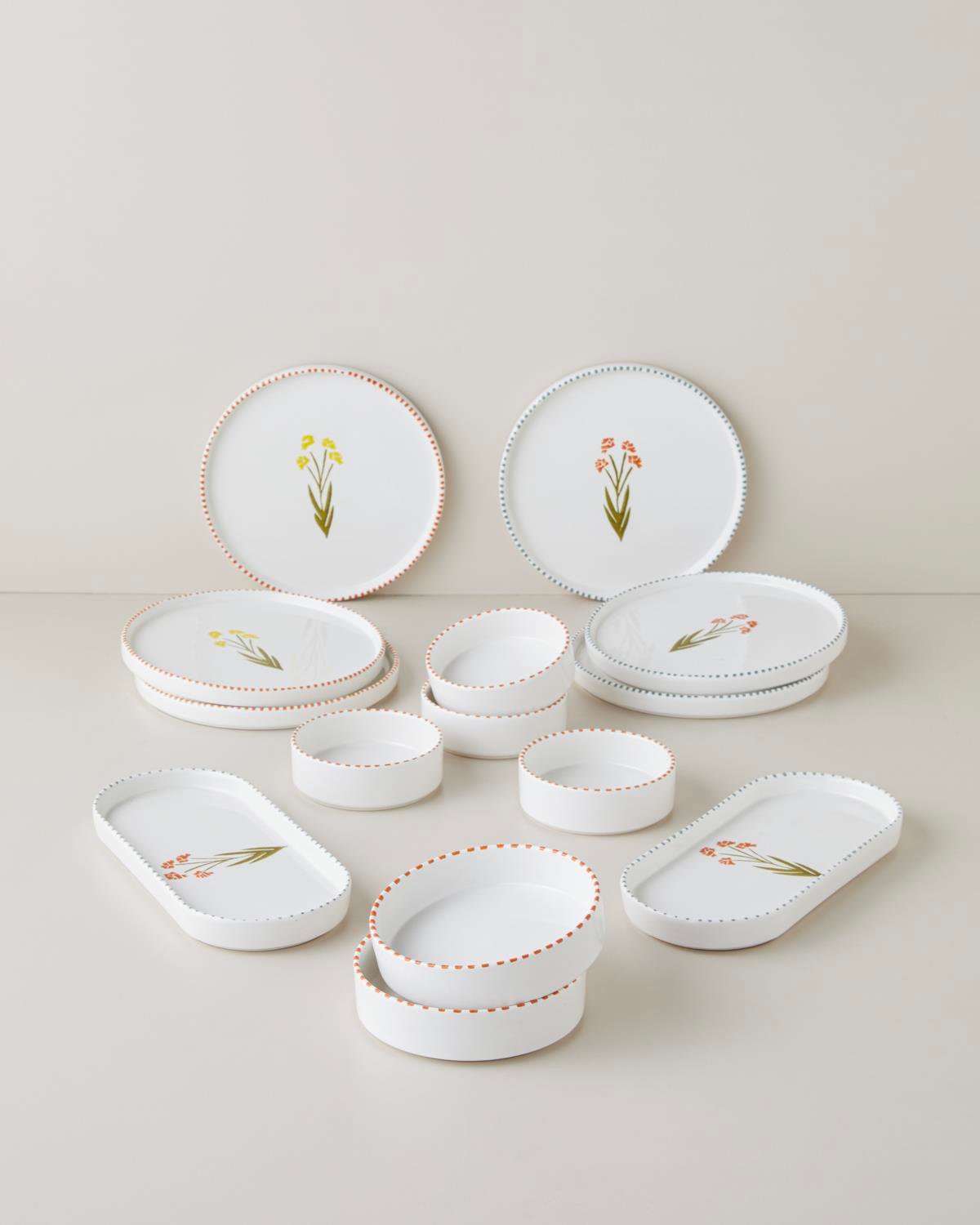 Point Seramik Kahvaltı Takımı 14 parça 6 kişilik Renkli