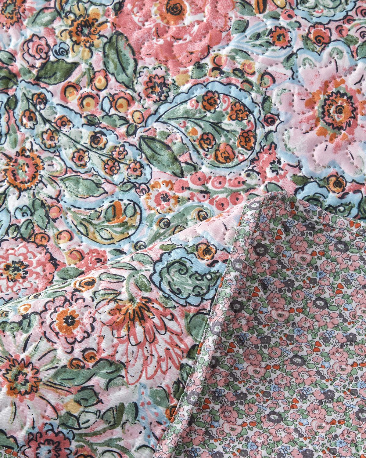 Poppy Happiness Çok Amaçlı King Size Yatak Örtüsü Takımı Pembe