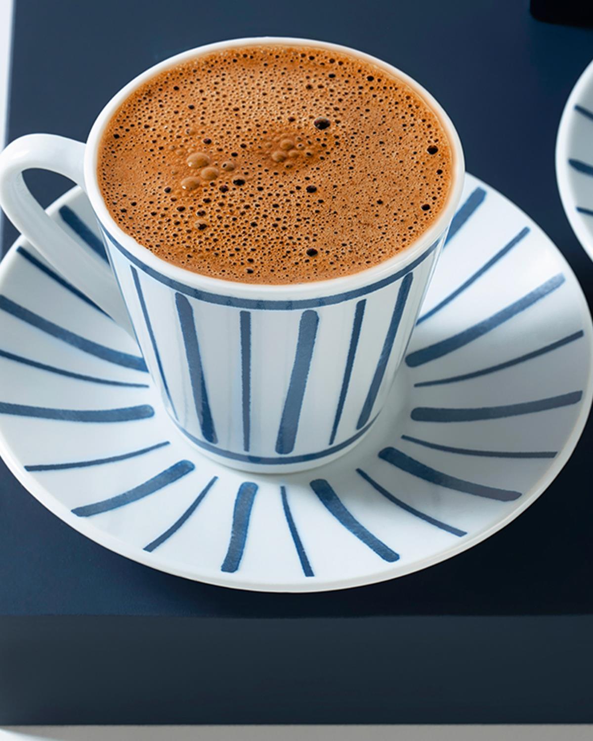 Porselen 4 Parça 2 Kişilik Kahve Fincan Takımı 80 ml Lacivert