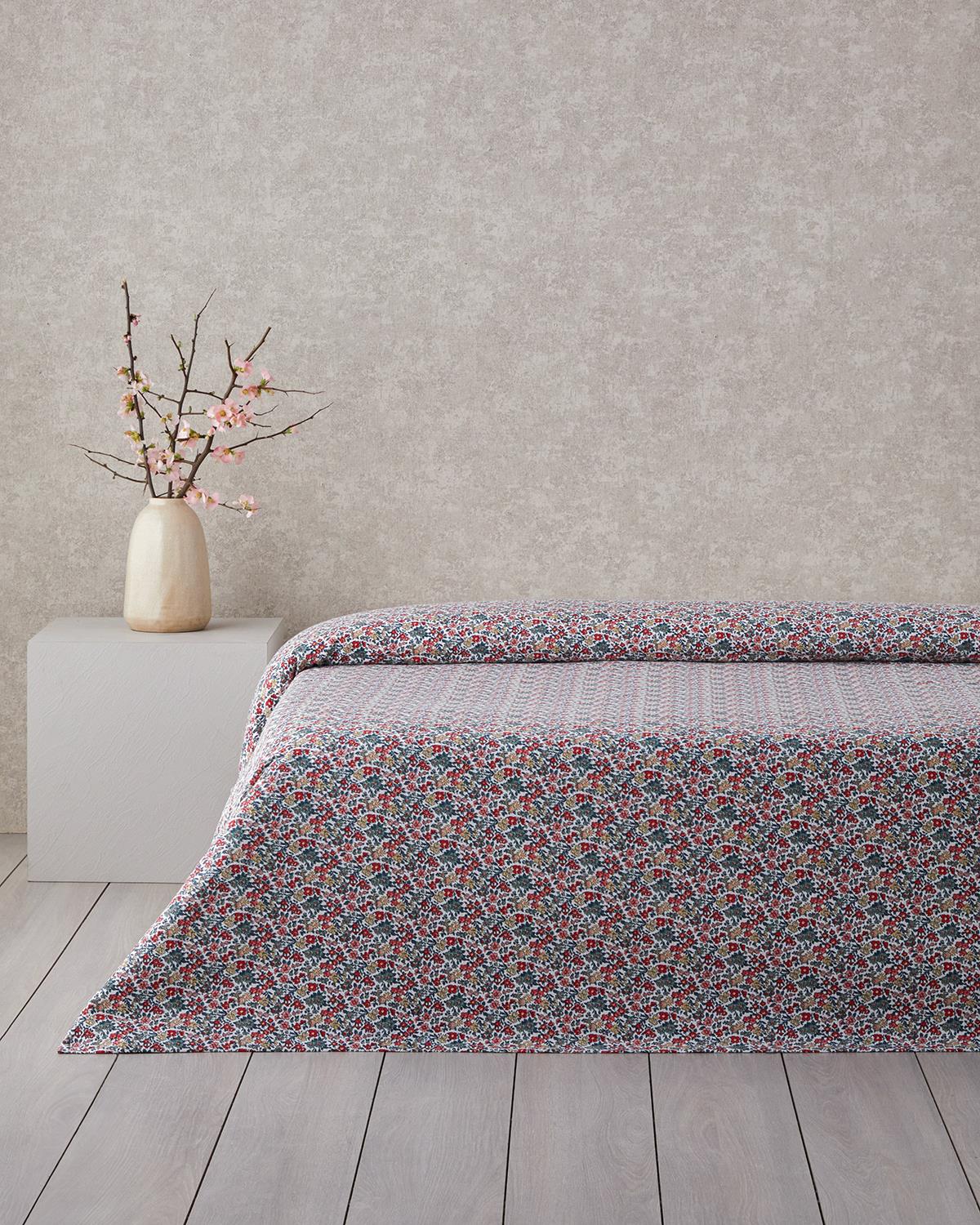 Posy Garden Baskılı Pamuklu Tek Kişilik Pike 150x220 cm Kırmızı