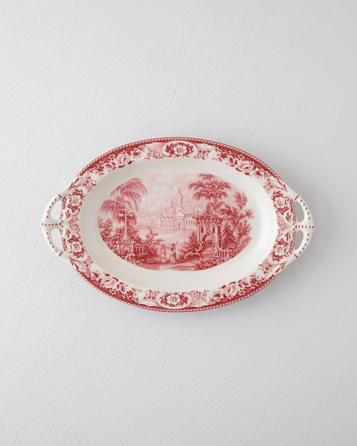 Preston Stoneware Kayık Tabak 36 cm Bordo