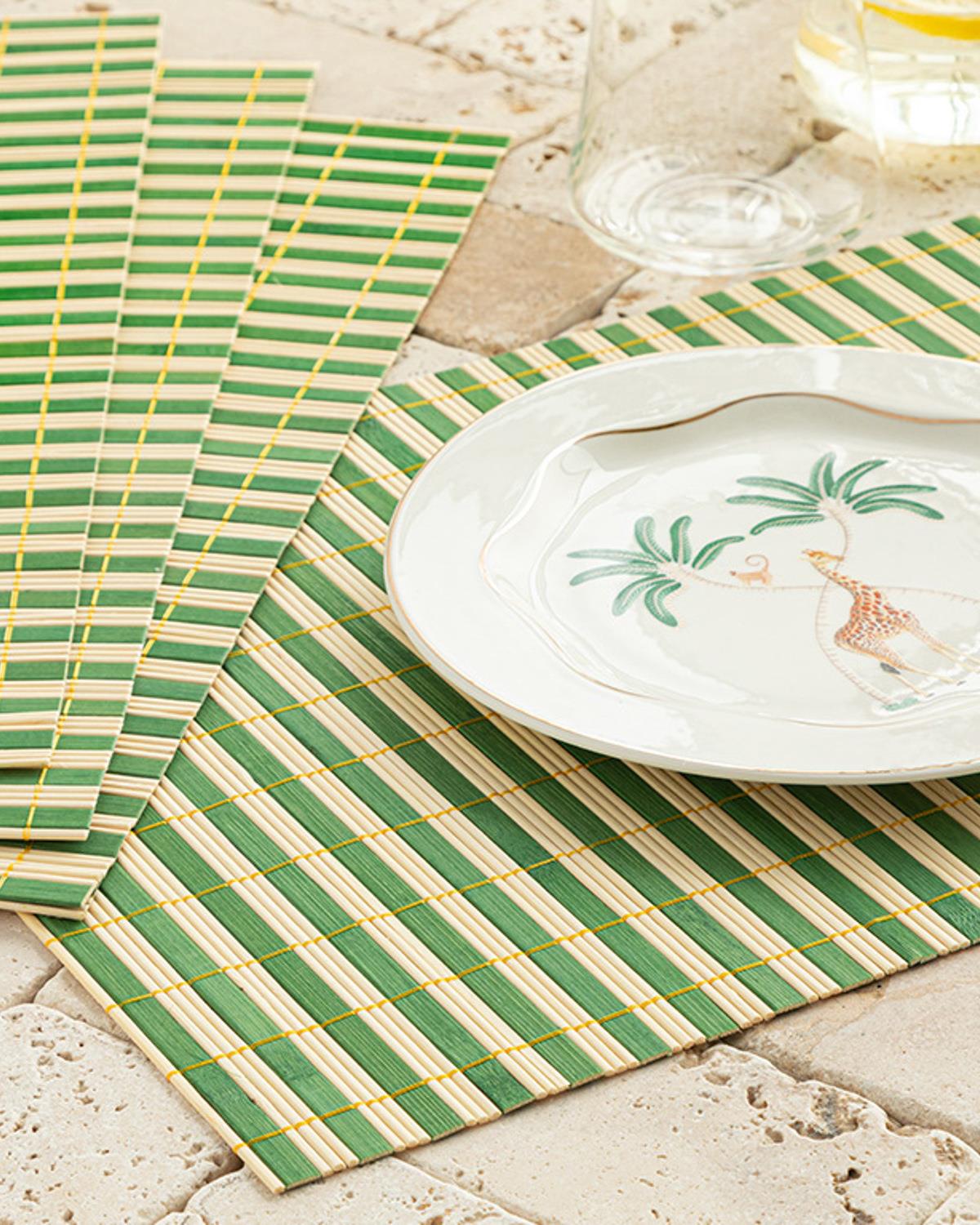 Pring Bambu 4'lü Amerikan Servis 45x30 cm Yeşil