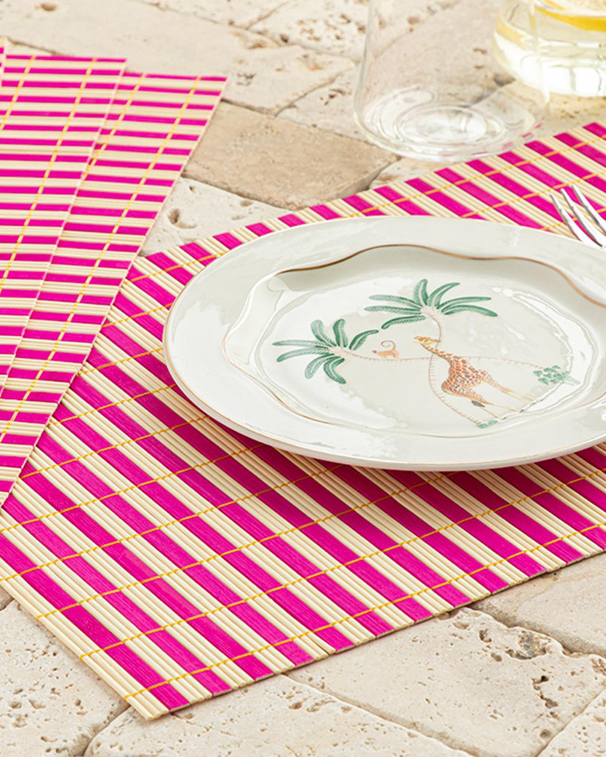 Pring Bambu 4'lü Amerikan Servis 45x30 cm Pembe