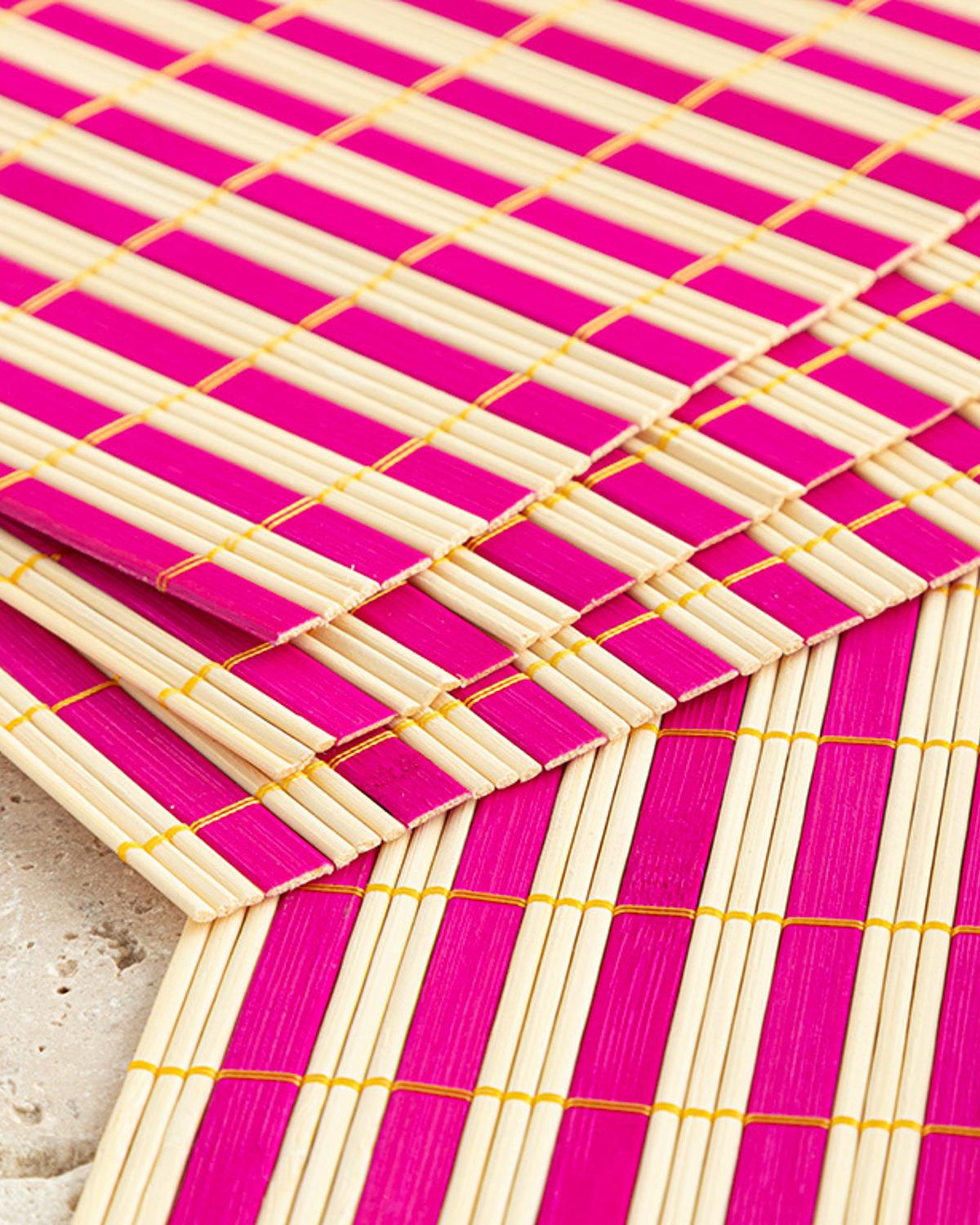 Pring Bambu 4'lü Amerikan Servis 45x30 cm Pembe