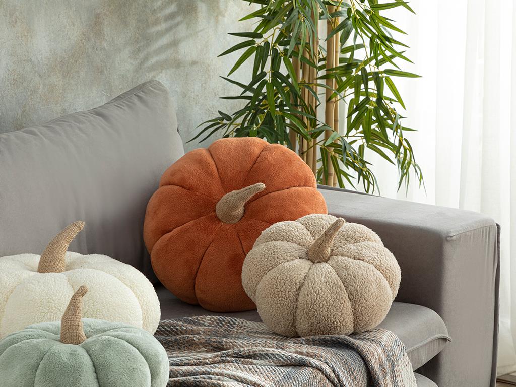 Pumpkin Sherpa Dekoratif Kırlent 30 cm Ekru