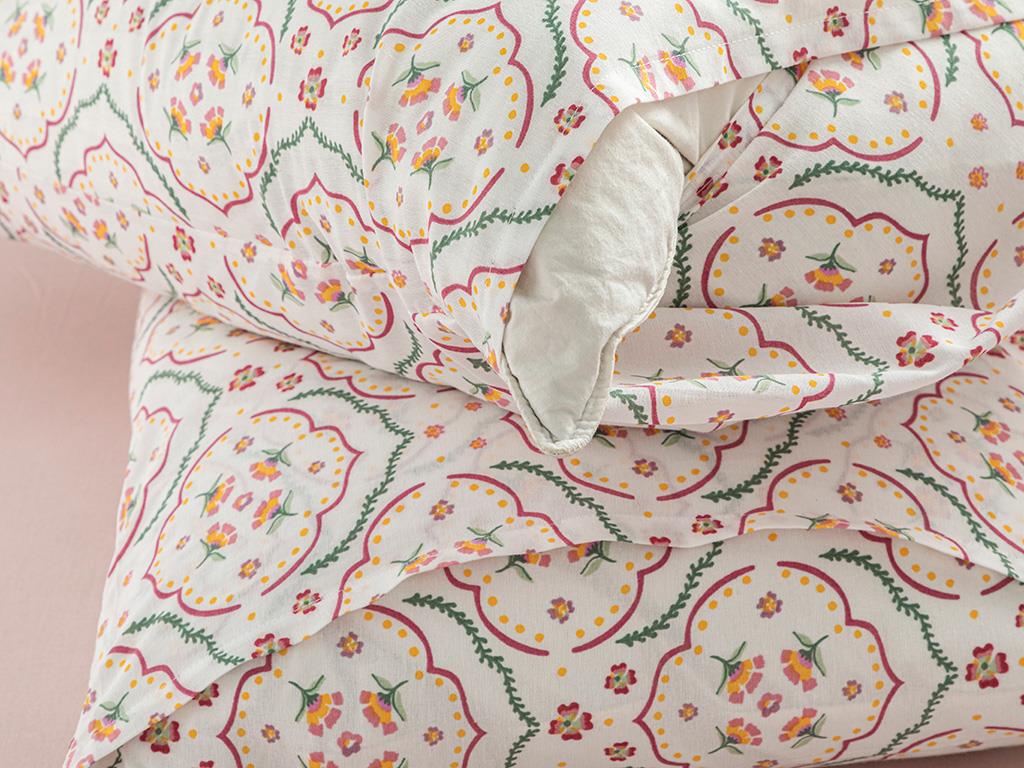 Pure Bouquets Kolay Ütülenir 2'li Yastık Kılıfı Pembe