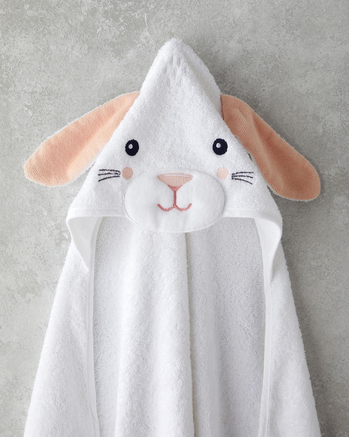 Rabbit Pamuklu Bebe Havlu 75x75 cm Beyaz