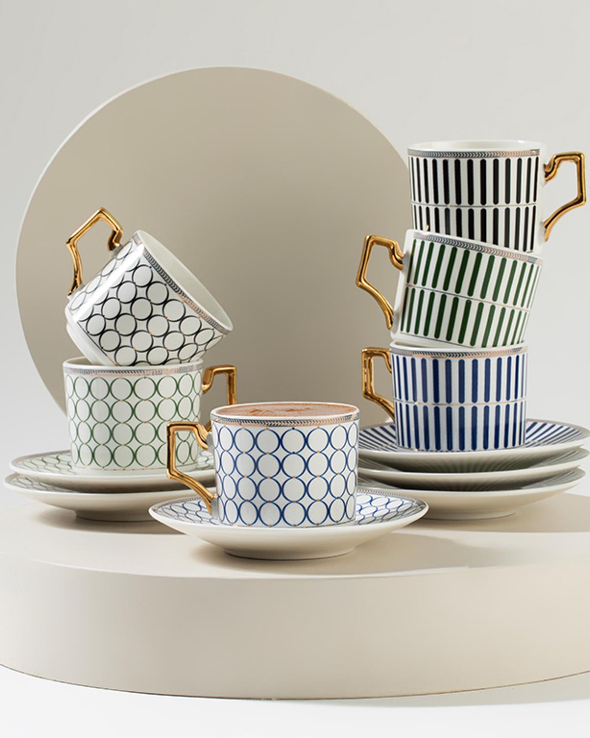 Rabecca New Bone China 4 Parça 2 Kişilik Kahve Fincan Takımı Siyah