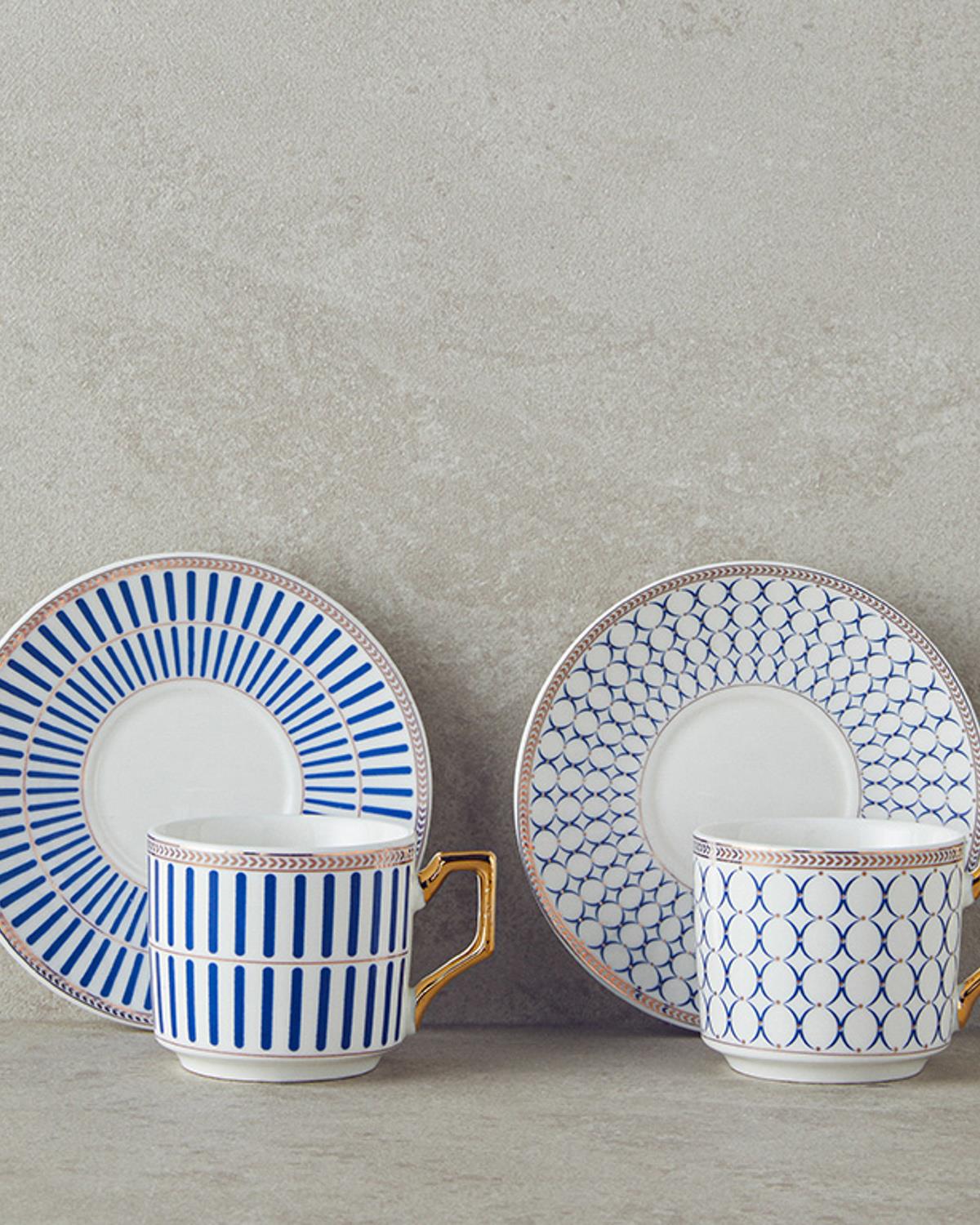 Rabecca New Bone China 4 Parça 2 Kişilik Kahve Fincan Takımı Lacivert