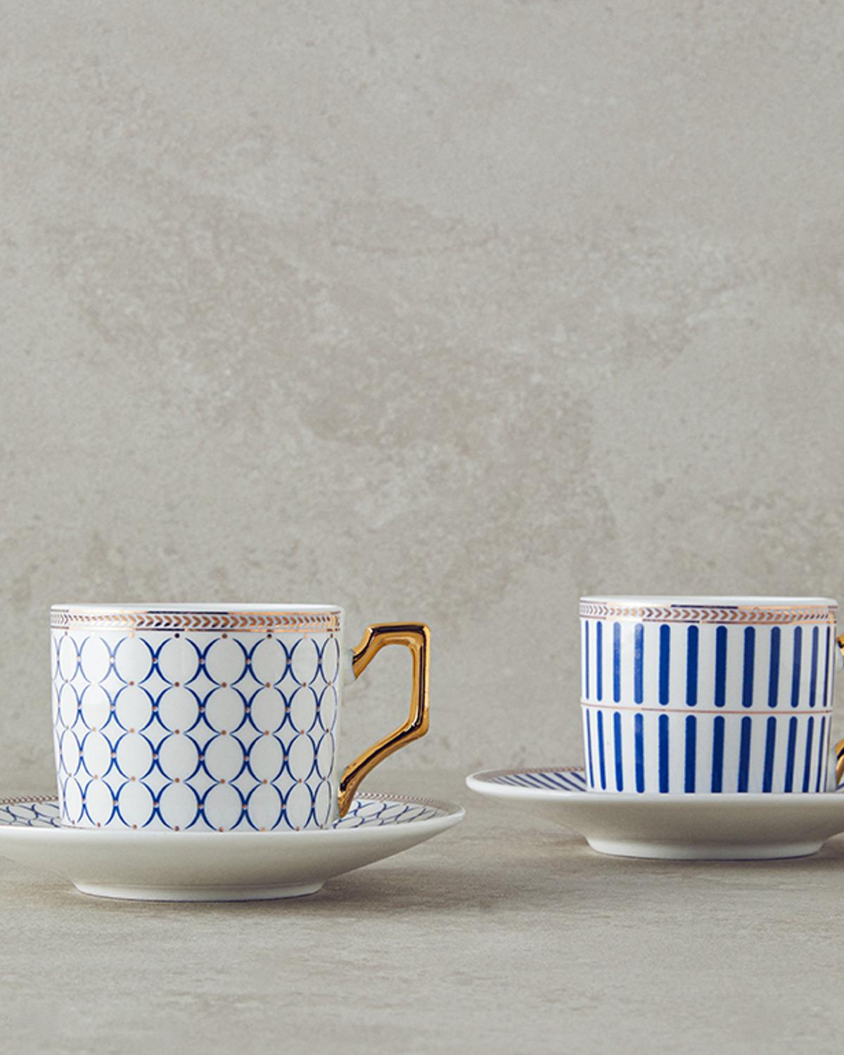 Rabecca New Bone China Kahve Fincan Takımı 4 Parça 2 Kişilik Lacivert