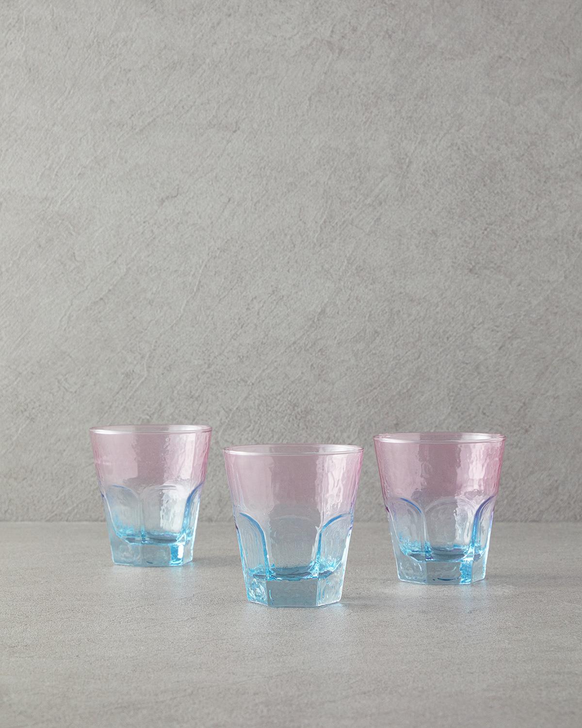 Ramona Cam 3'lü Bardak Pembe - Mavi