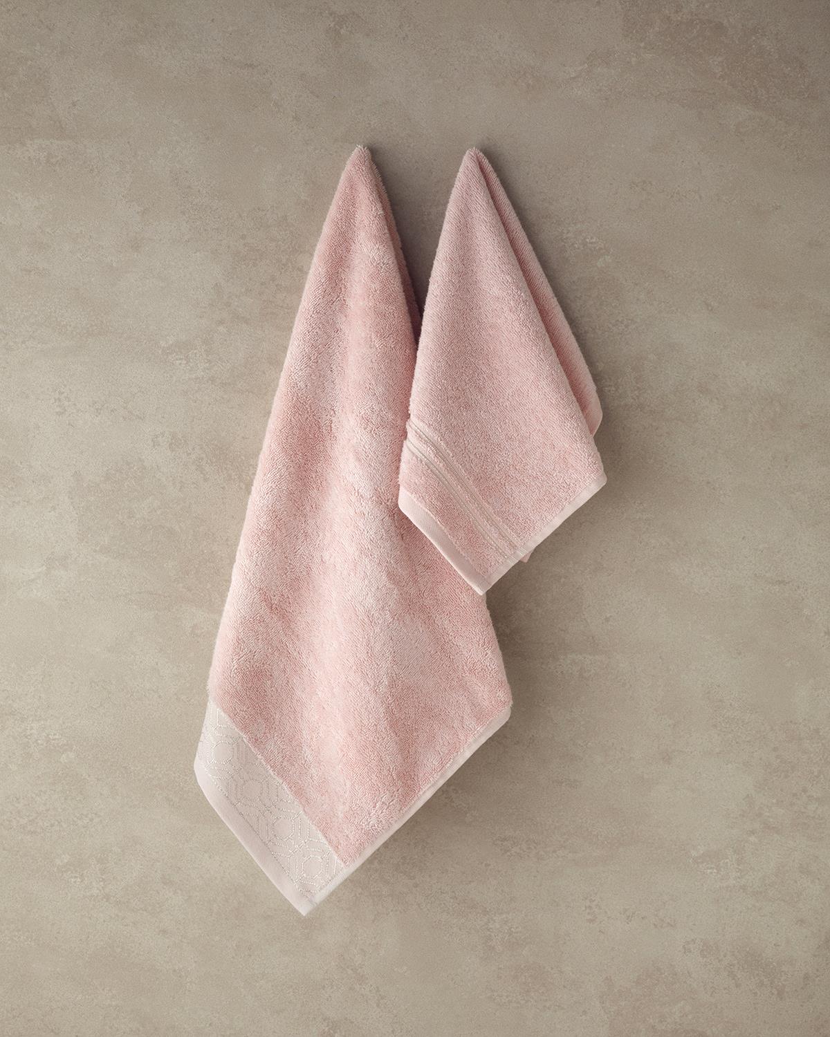Rattan Pamuklu Yüz Havlusu Seti Pembe