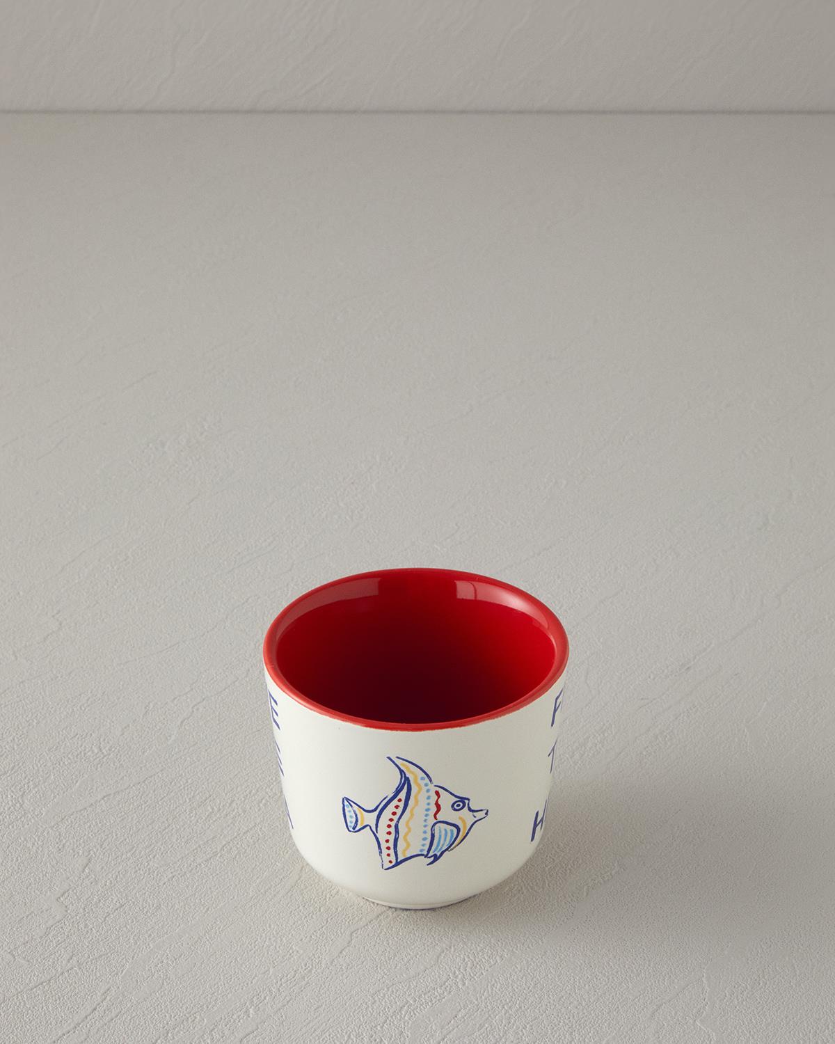 Red Fish Stoneware Bardak Kırmızı