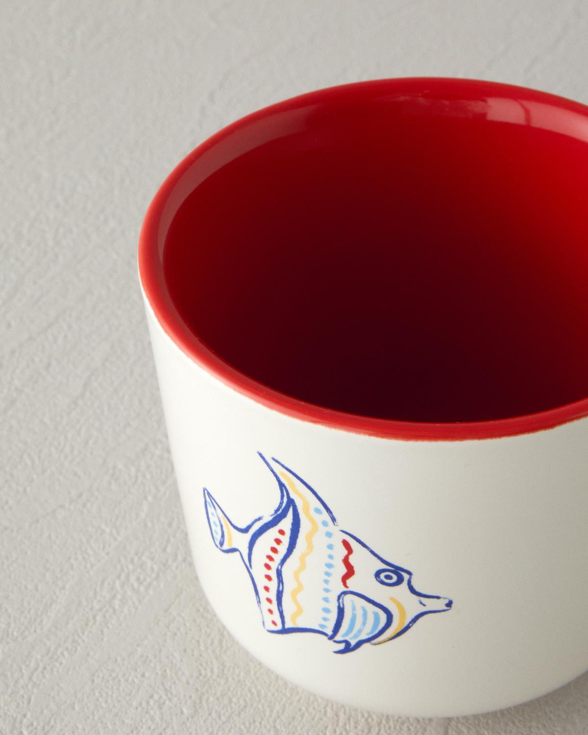 Red Fish Stoneware Bardak Kırmızı