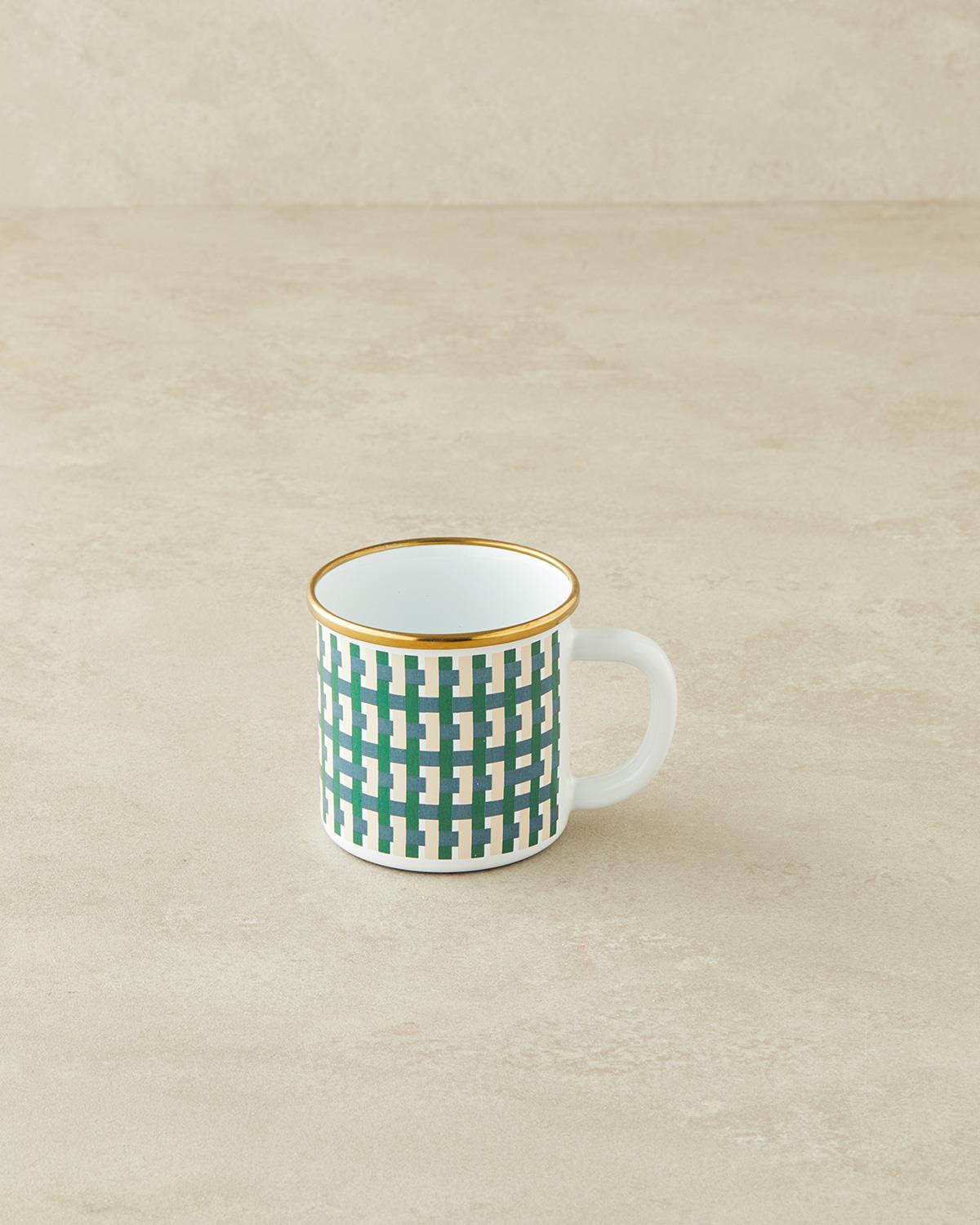 Retro Plaid Emaye Kupa 350 ml Renkli