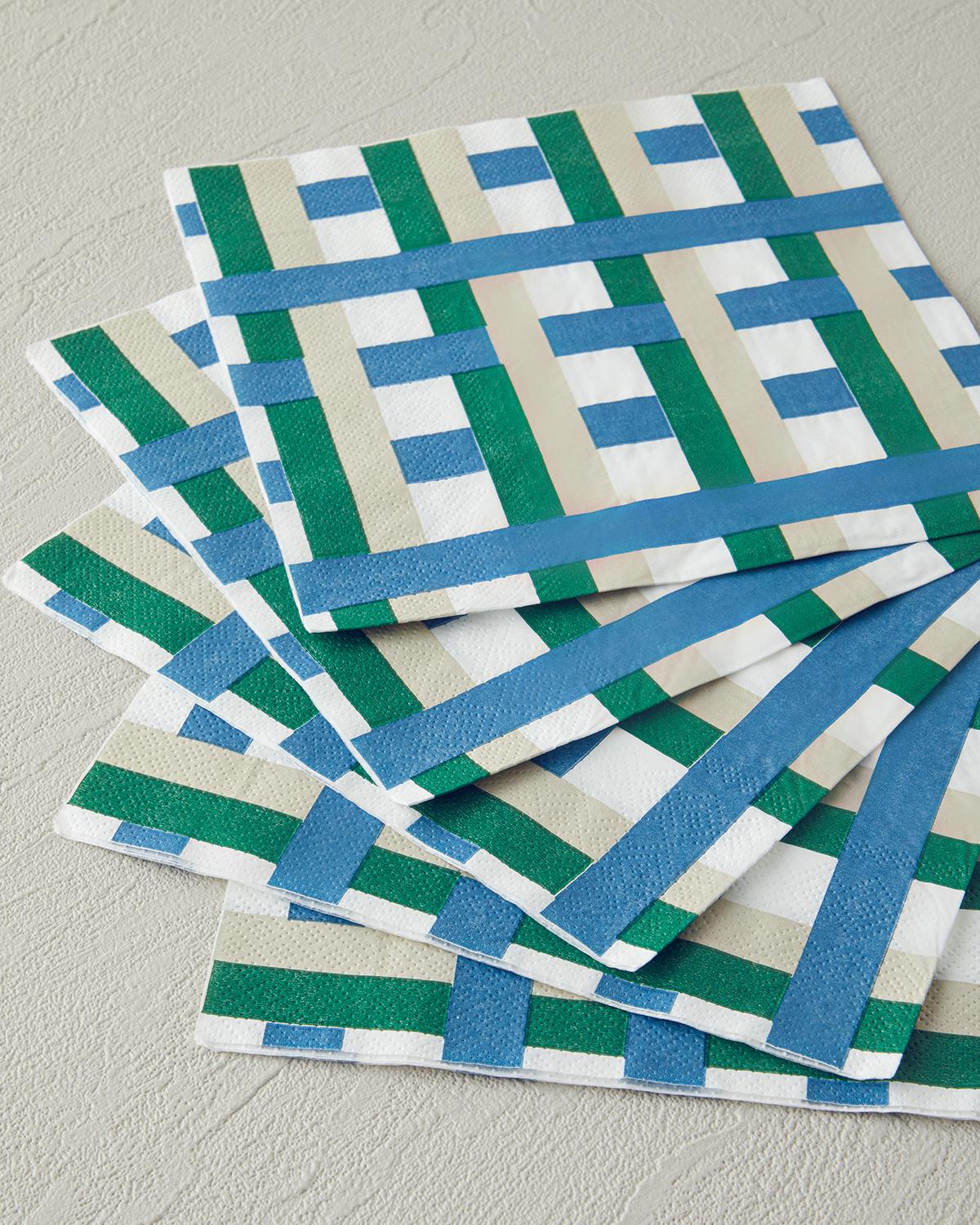 Retro Plaid Kağıt 20'li Kağıt Peçete 33x33 cm Yeşil