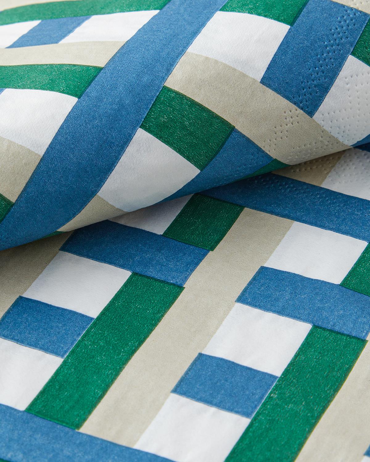 Retro Plaid Kağıt 20'li Kağıt Peçete 33x33 cm Yeşil