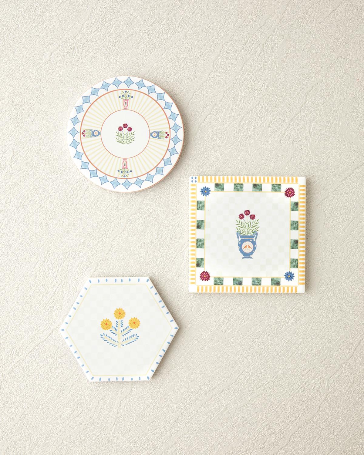 Retro Realm Seramik Bardak Altlığı 11 cm Sarı