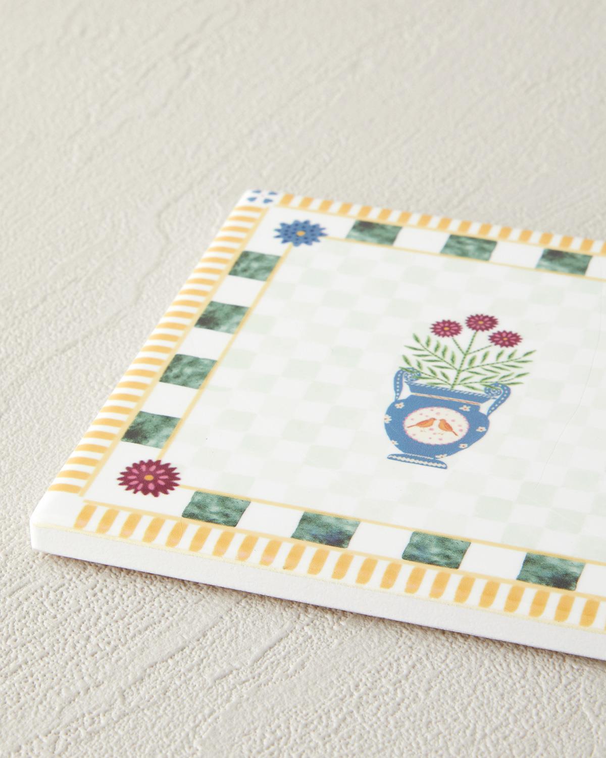 Retro Realm Seramik Bardak Altlığı 11 cm Sarı