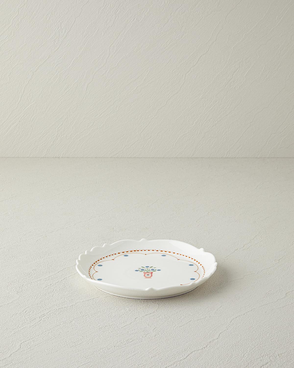 Retro Ruby New Bone China Pasta Tabağı 18 cm Beyaz - Mavi