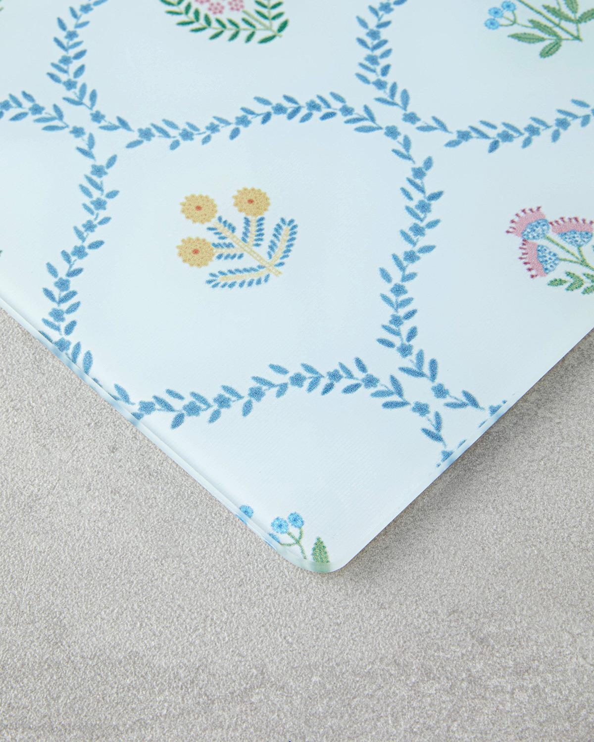 Retro Spring Cam Kesme Tahtası 20x30 cm Beyaz - Mavi