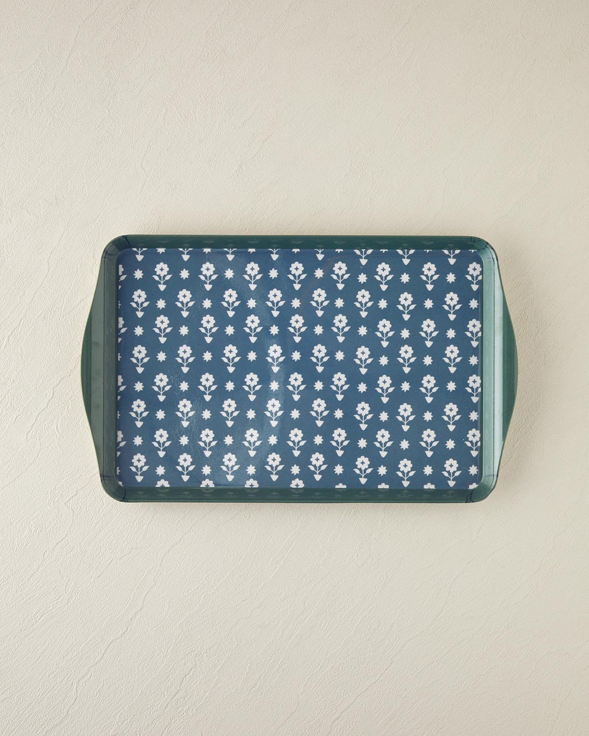 Retro Style Melamin Tepsi 24x39 Cm Lacivert