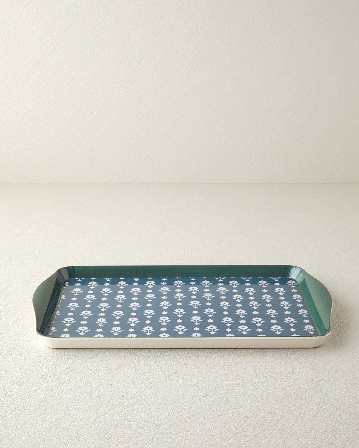 Retro Style Melamin Tepsi 24x39 Cm Lacivert