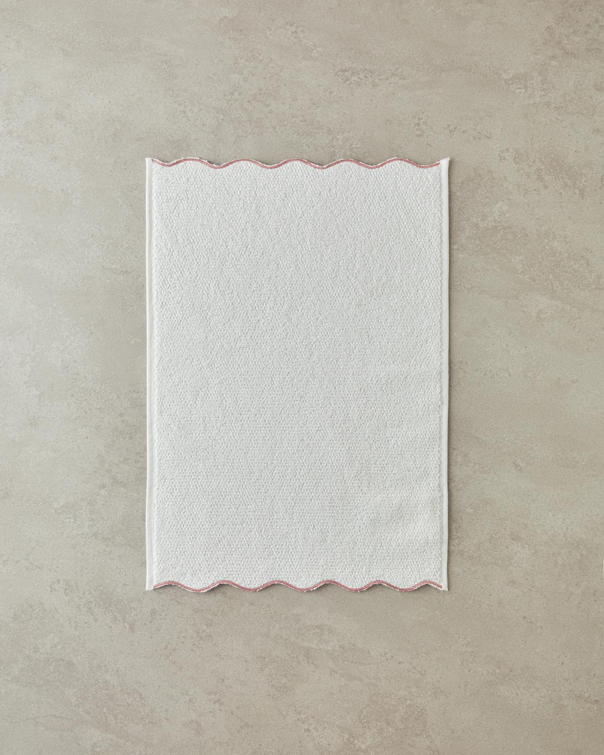 Retro Waves Pamuklu Nakışlı El Havlusu 30x45 cm Ekru - Pembe