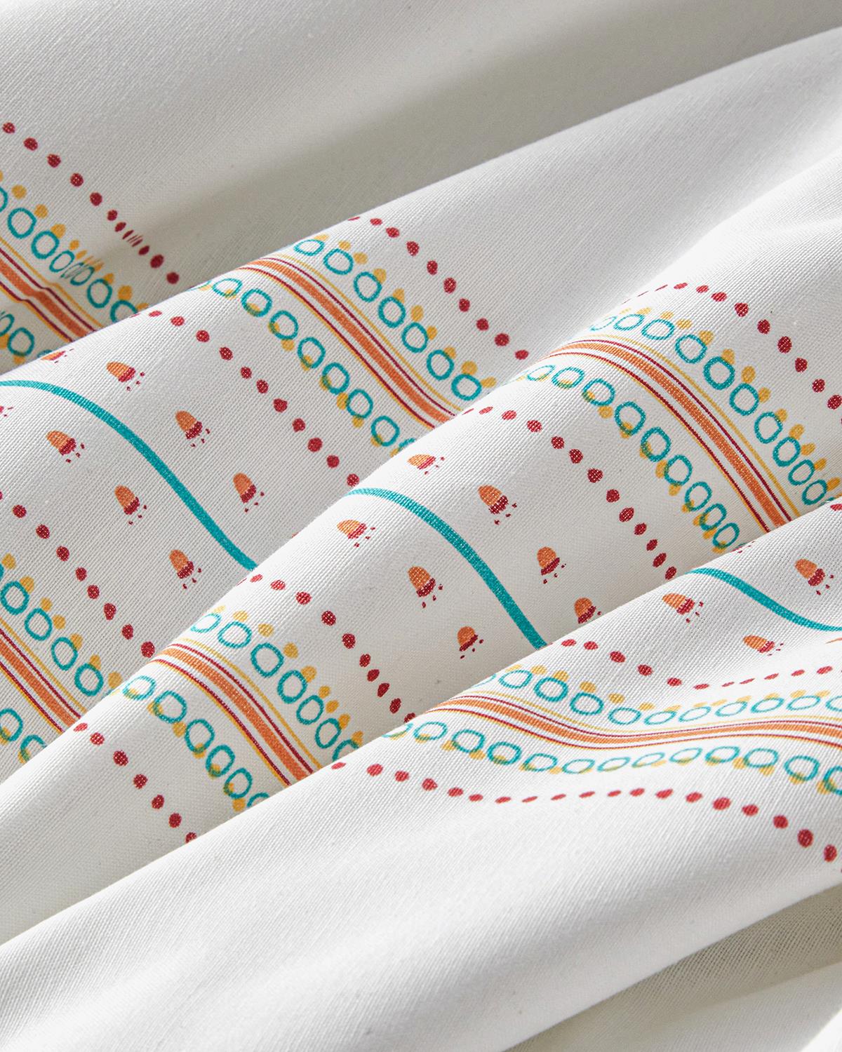 Rhythmic Line Kolay Ütülenir Tek Kişilik Nevresim Takımı 160x220 cm Turuncu-yeşil