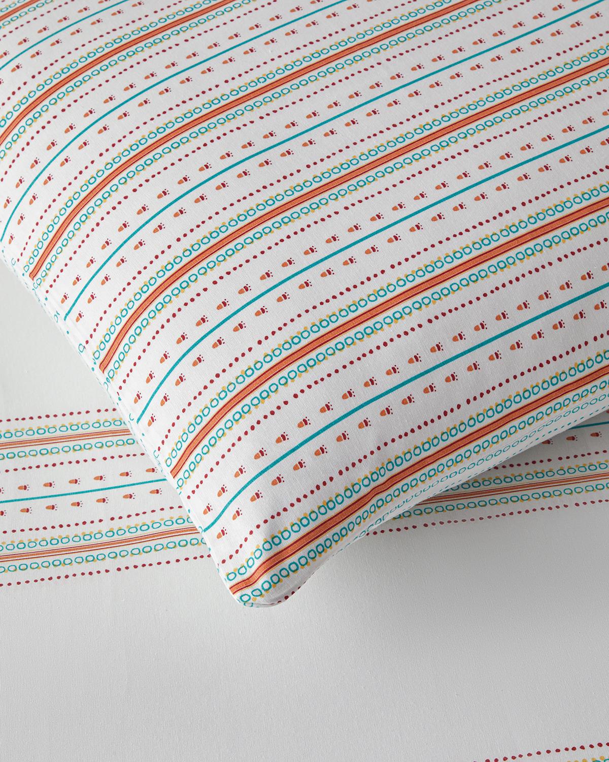 Rhythmic Line Kolay Ütülenir Tek Kişilik Nevresim Takımı 160x220 cm Turuncu-yeşil