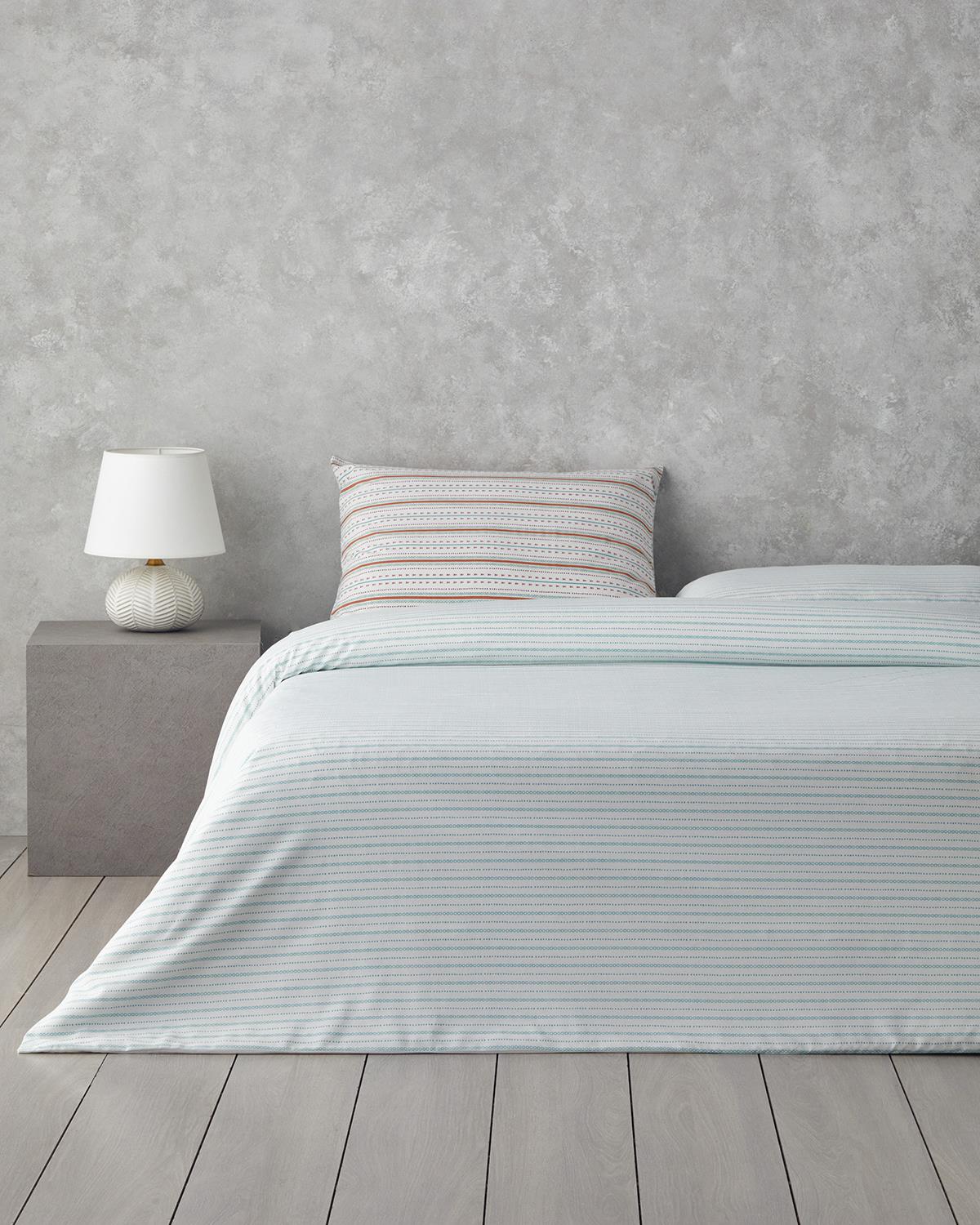 Rhythmic Line Kolay Ütülenir Tek Kişilik Nevresim Takımı 160x220 cm Turuncu-yeşil