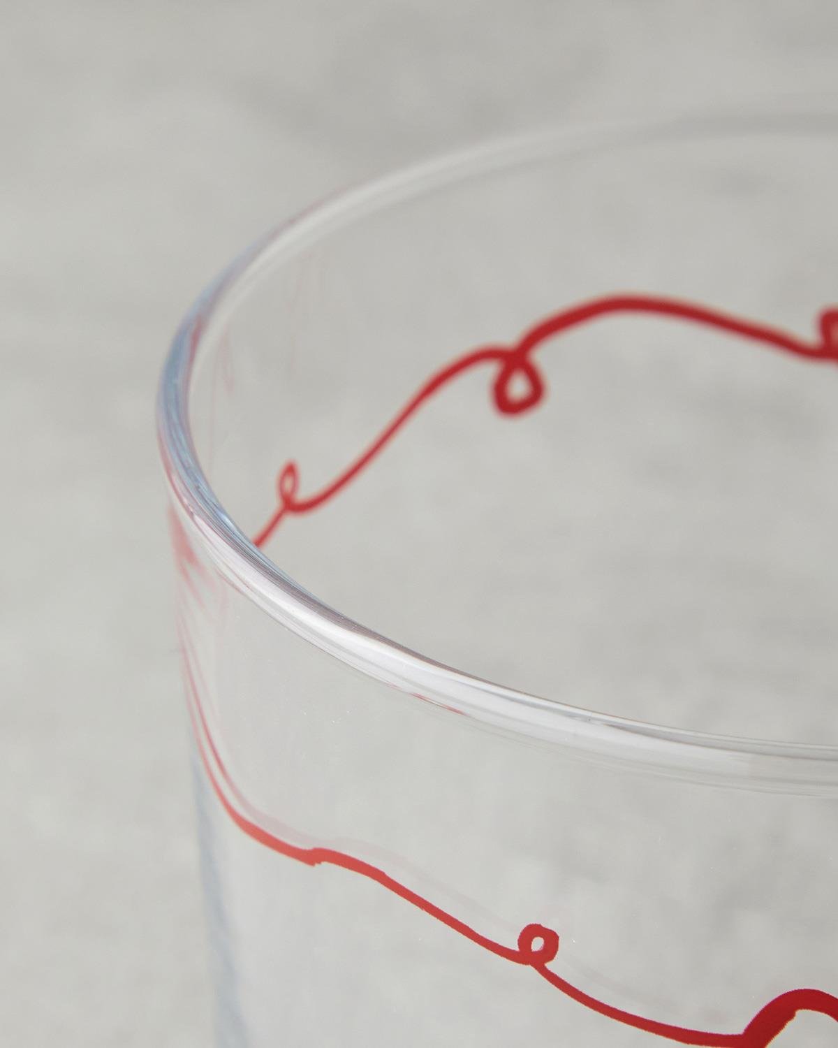 Ribbon Joy Cam 2'li Bardak 380 ml Kırmızı - Yeşil