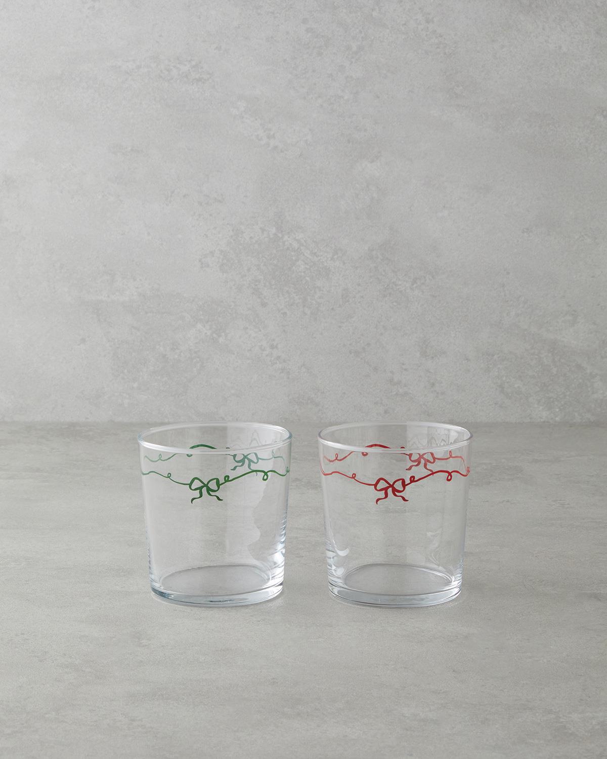 Ribbon Joy Cam 2'li Bardak 380 ml Kırmızı - Yeşil