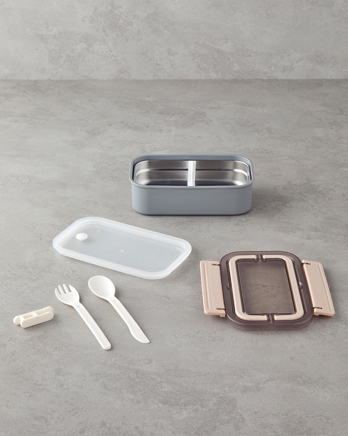 Riley Paslanmaz Çelik 7 Parça Lunch Box 800 ml Gri