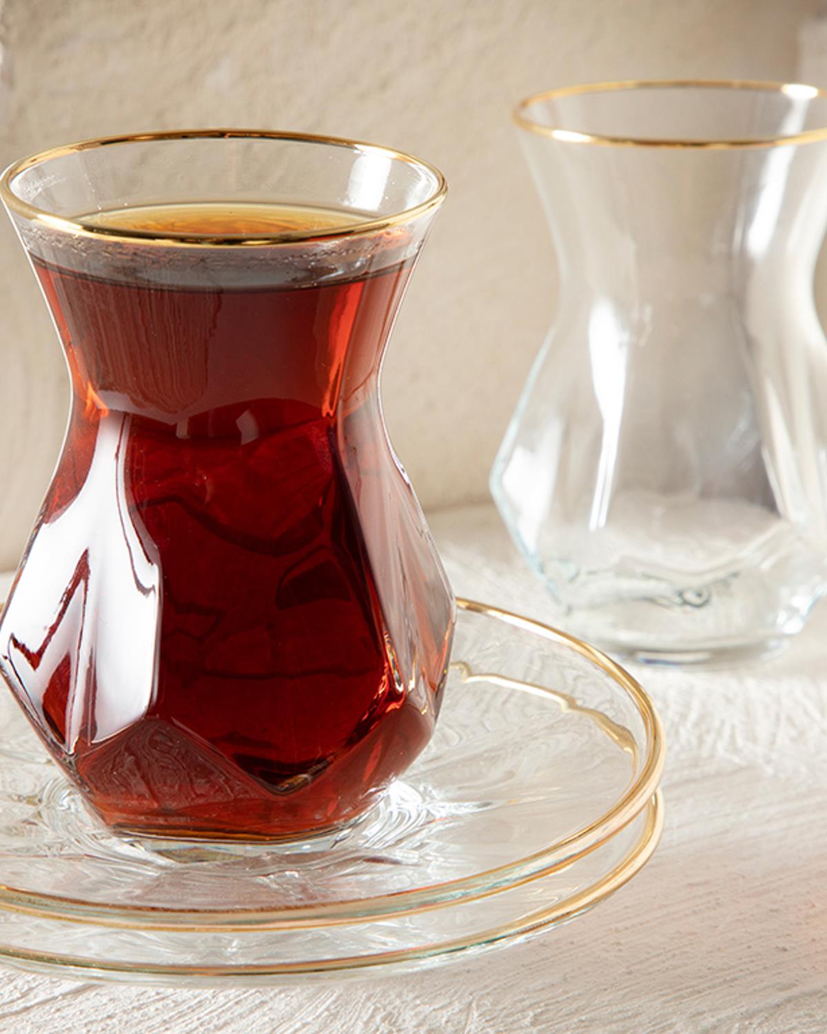 Ritz Cam 12 Parça 6 Kişilik Çay Seti Gold