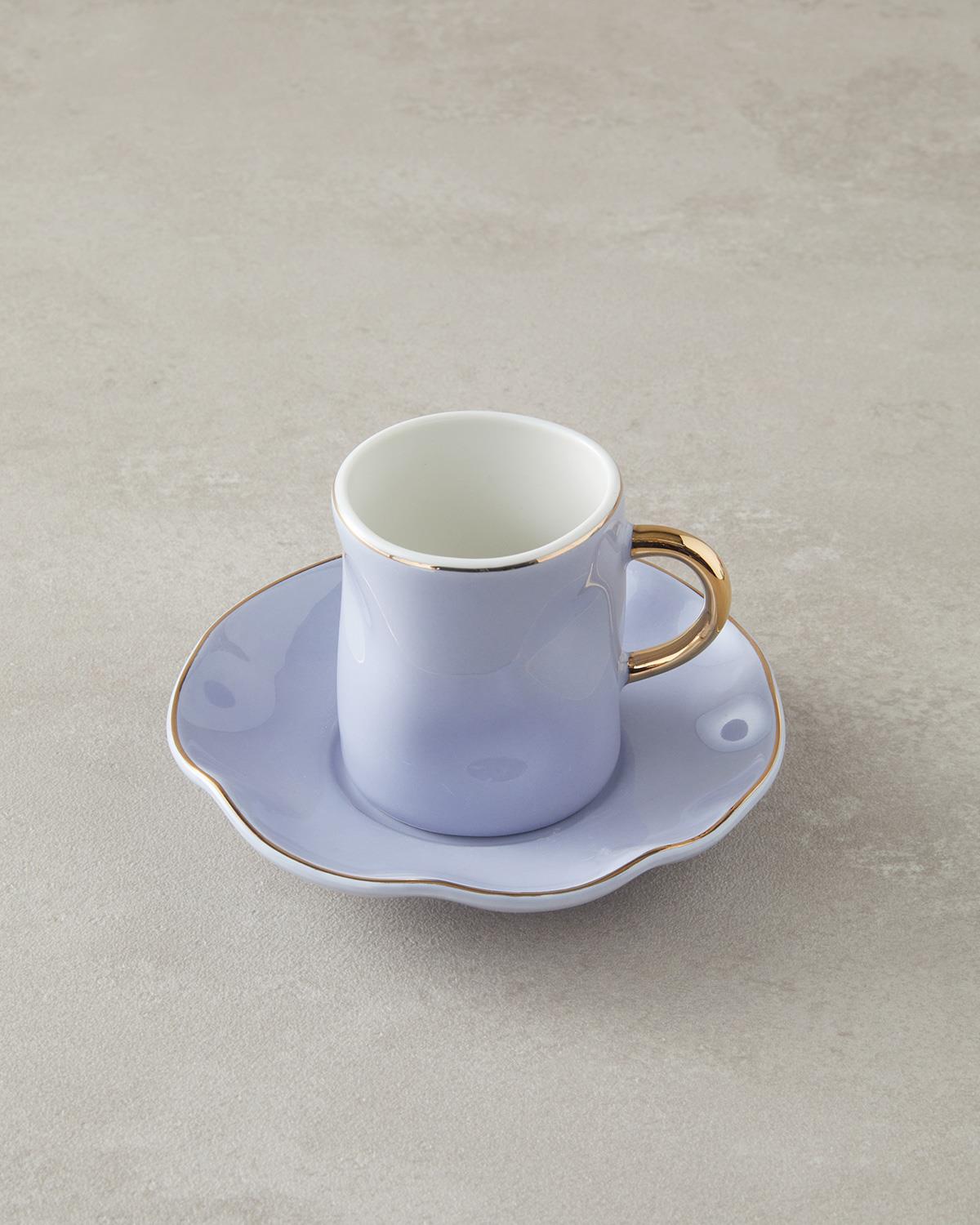 Rolly New Bone China 4 Parça 2 Kişilik Kahve Fincan Takımı Lila