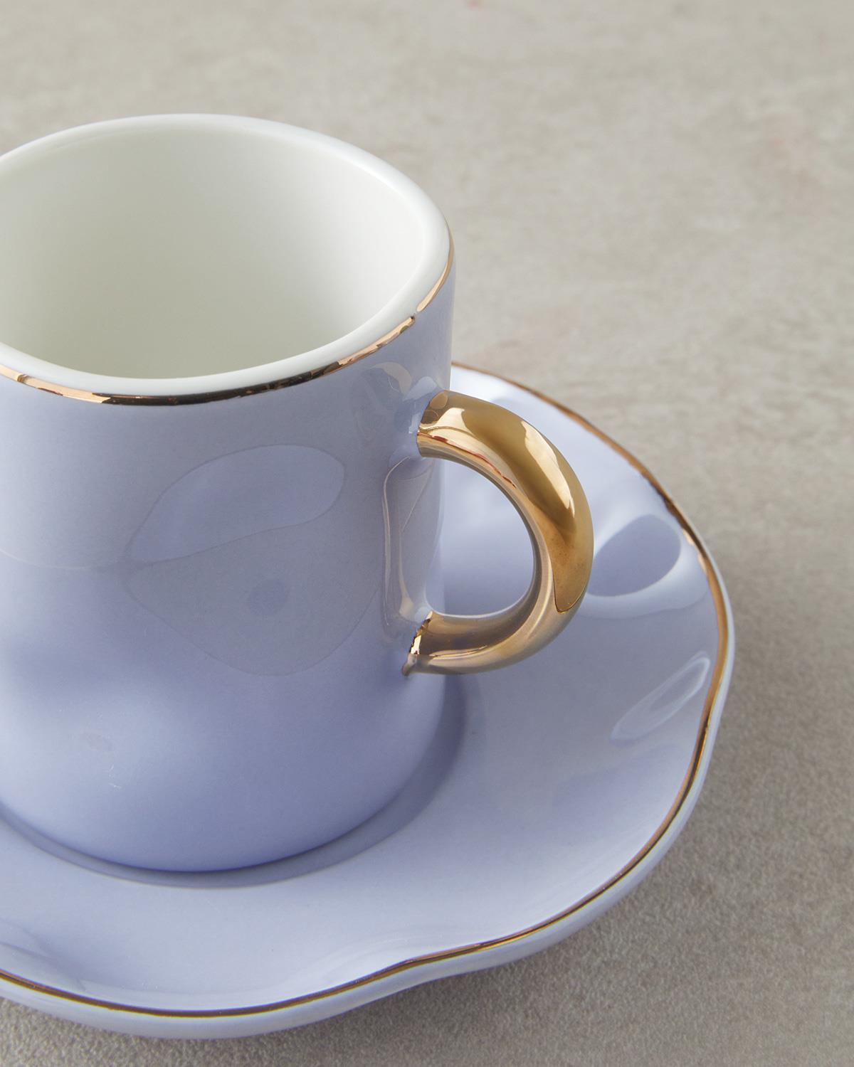 Rolly New Bone China 4 Parça 2 Kişilik Kahve Fincan Takımı Lila