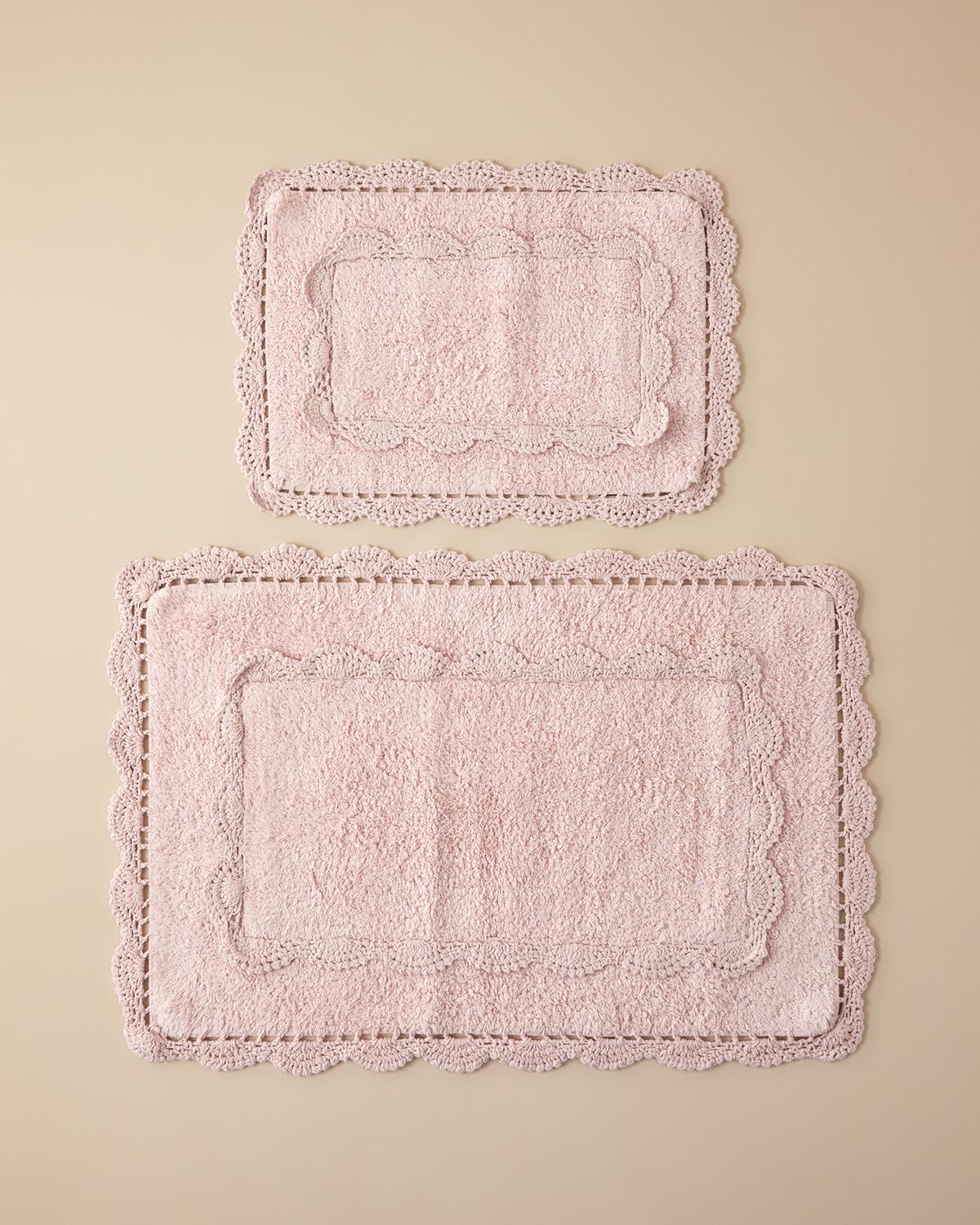 Romantic Pamuklu Banyo Paspası Seti Pembe