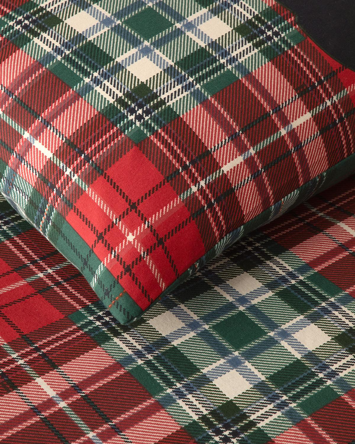 Royal Check Flanel Çift Kişilik Nevresim Takımı Kırmızı