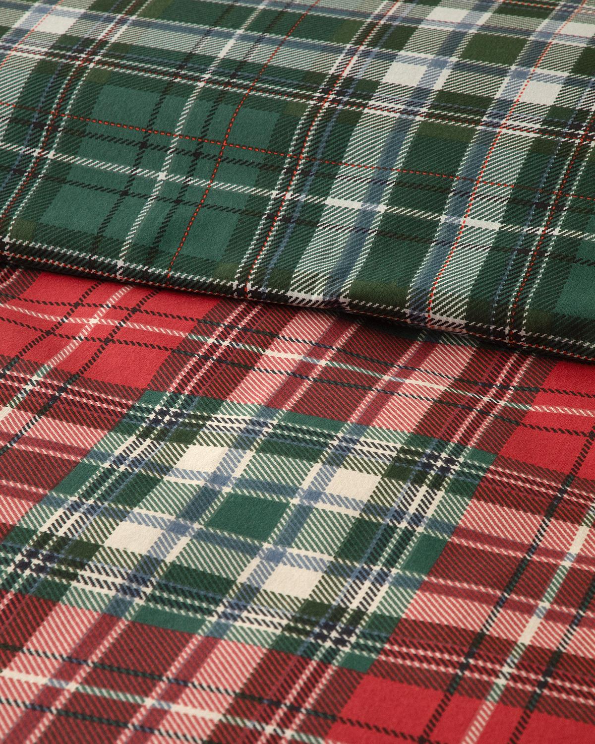 Royal Check Flanel Çift Kişilik Nevresim Takımı Kırmızı