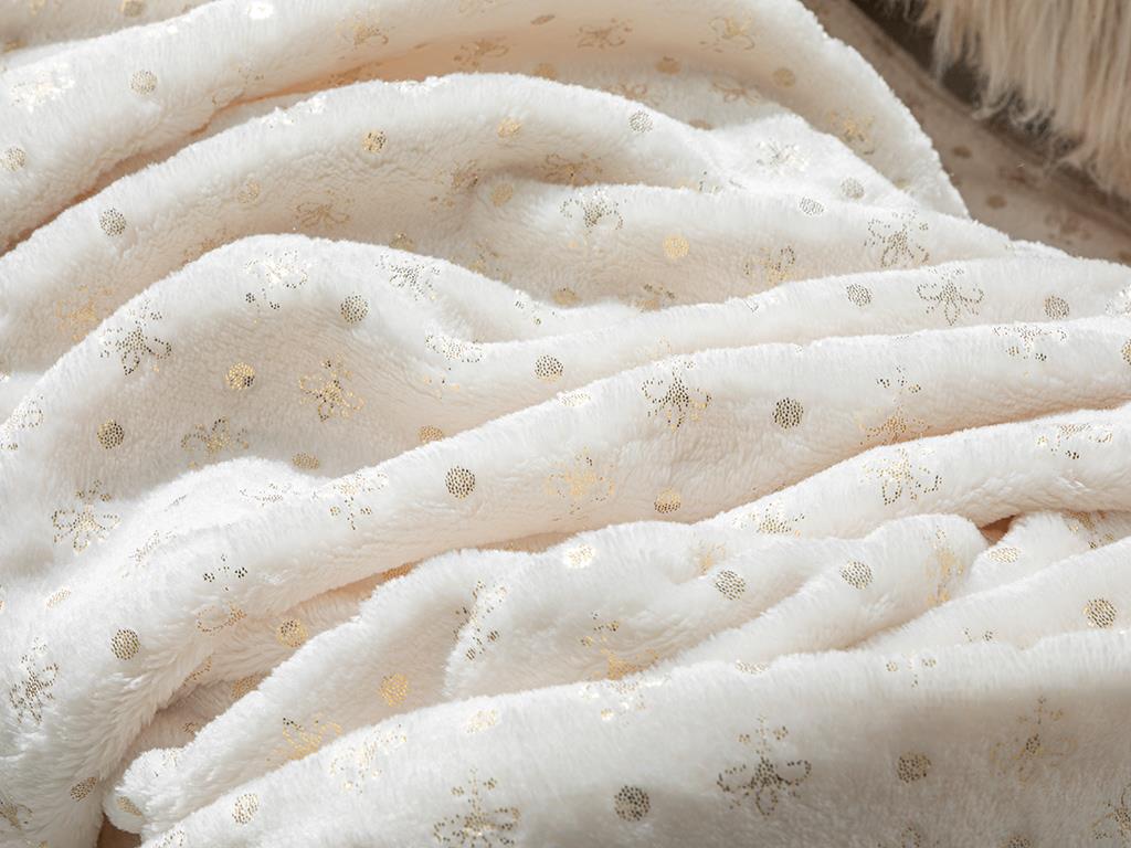 Royal Glow Varak Baskılı Super Soft Tv Battaniye Beyaz