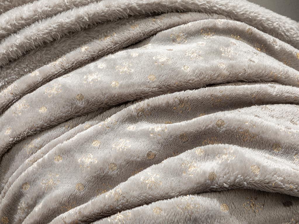 Royal Glow Varak Baskılı Super Soft Tv Battaniye Gri