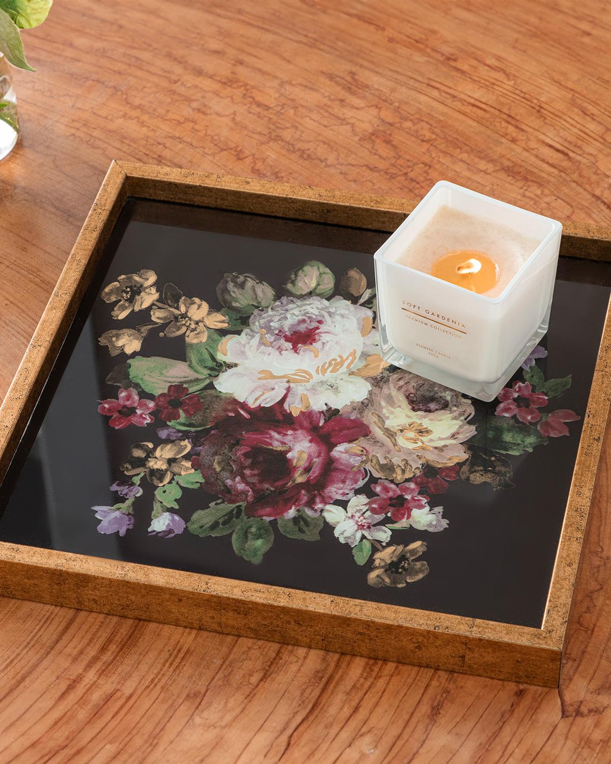 Royal Rose Cam Dekoratif Tepsi Gold