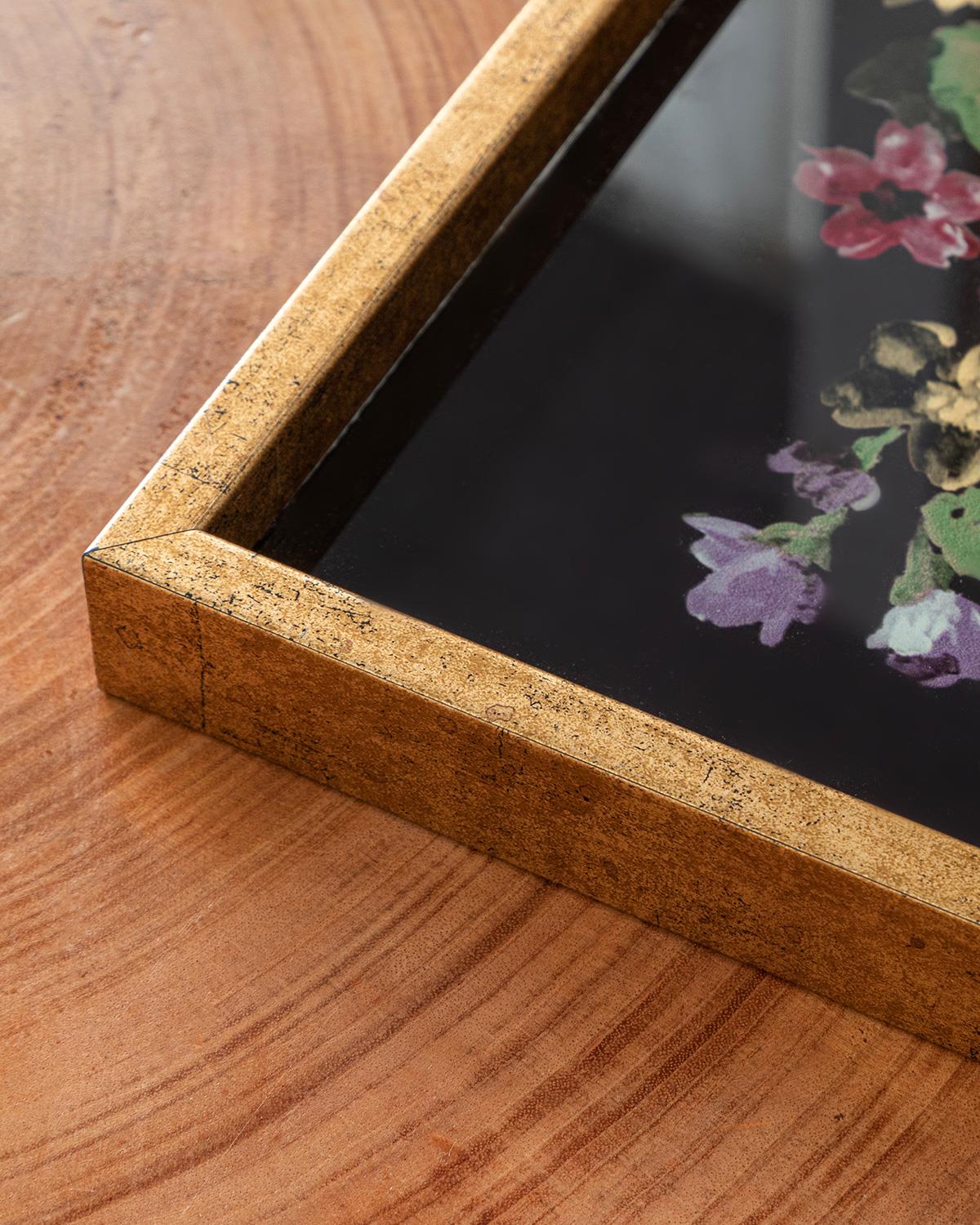 Royal Rose Cam Dekoratif Tepsi Gold