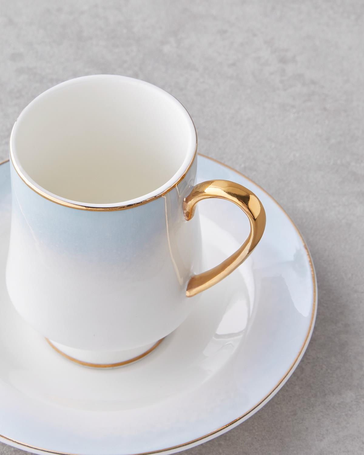 Royals New Bone China 4 Parça 2 Kişilik Kahve Fincan Takımı 90 ml Mavi