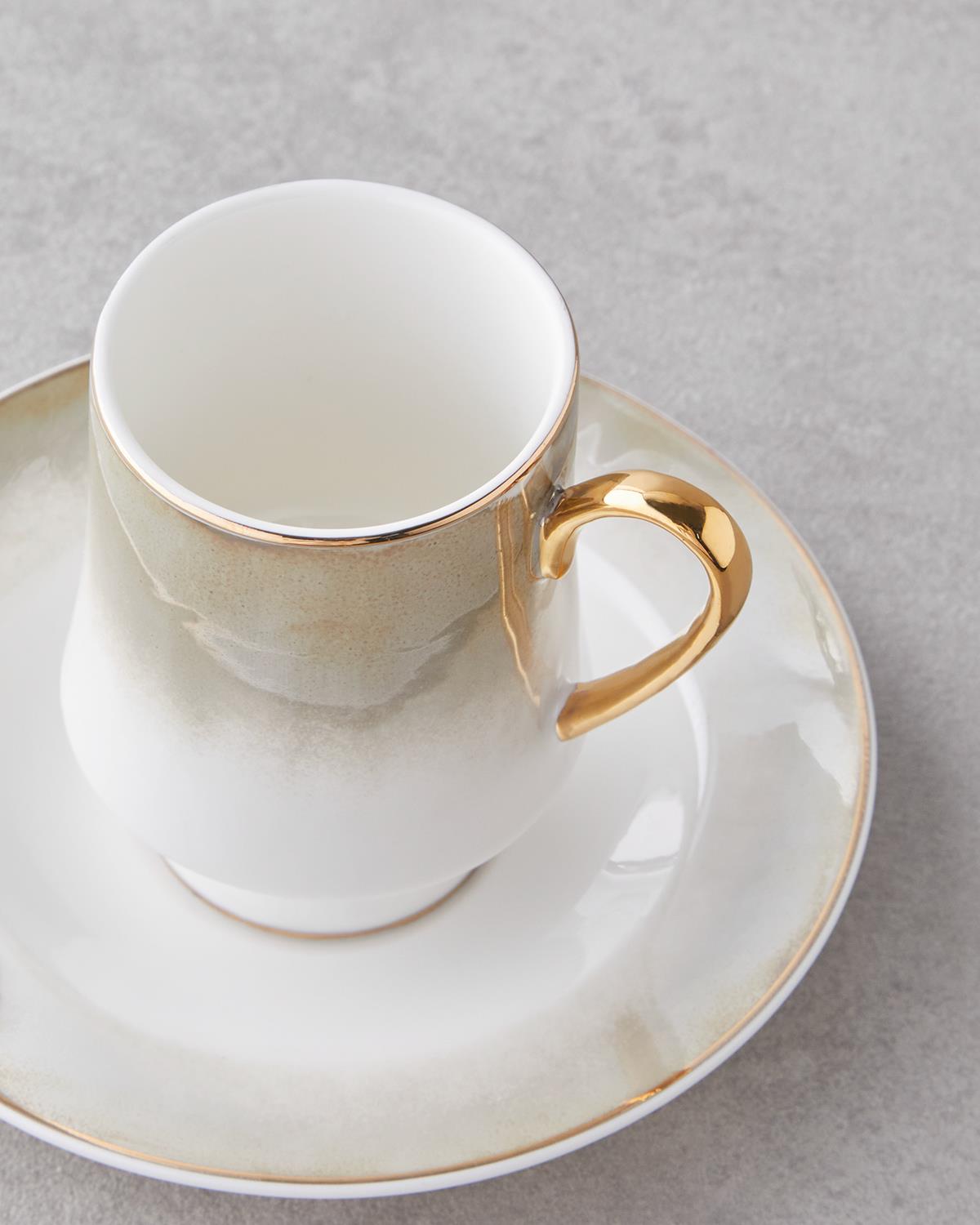 Royals New Bone China 4 Parça 2 Kişilik Kahve Fincan Takımı 90 ml Vizon