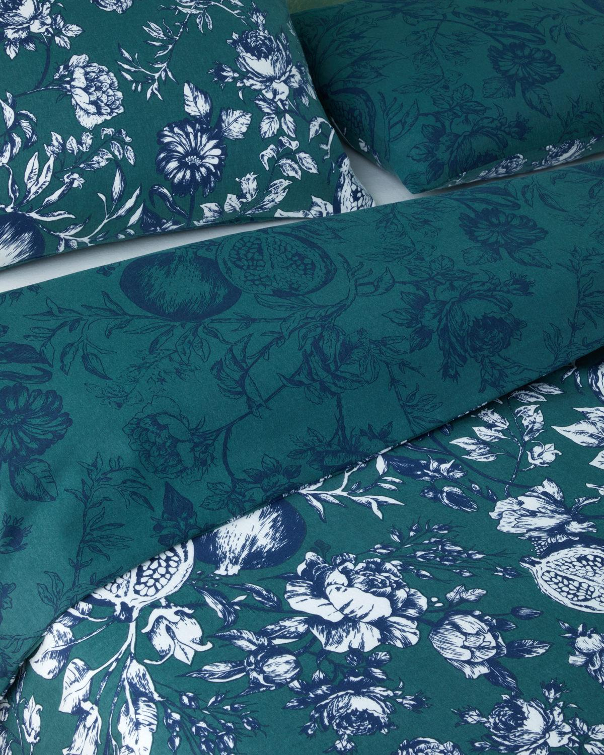 Ruby Garden Flanel Tek Kişilik Nevresim Takımı 160x220 cm Koyu Yeşil