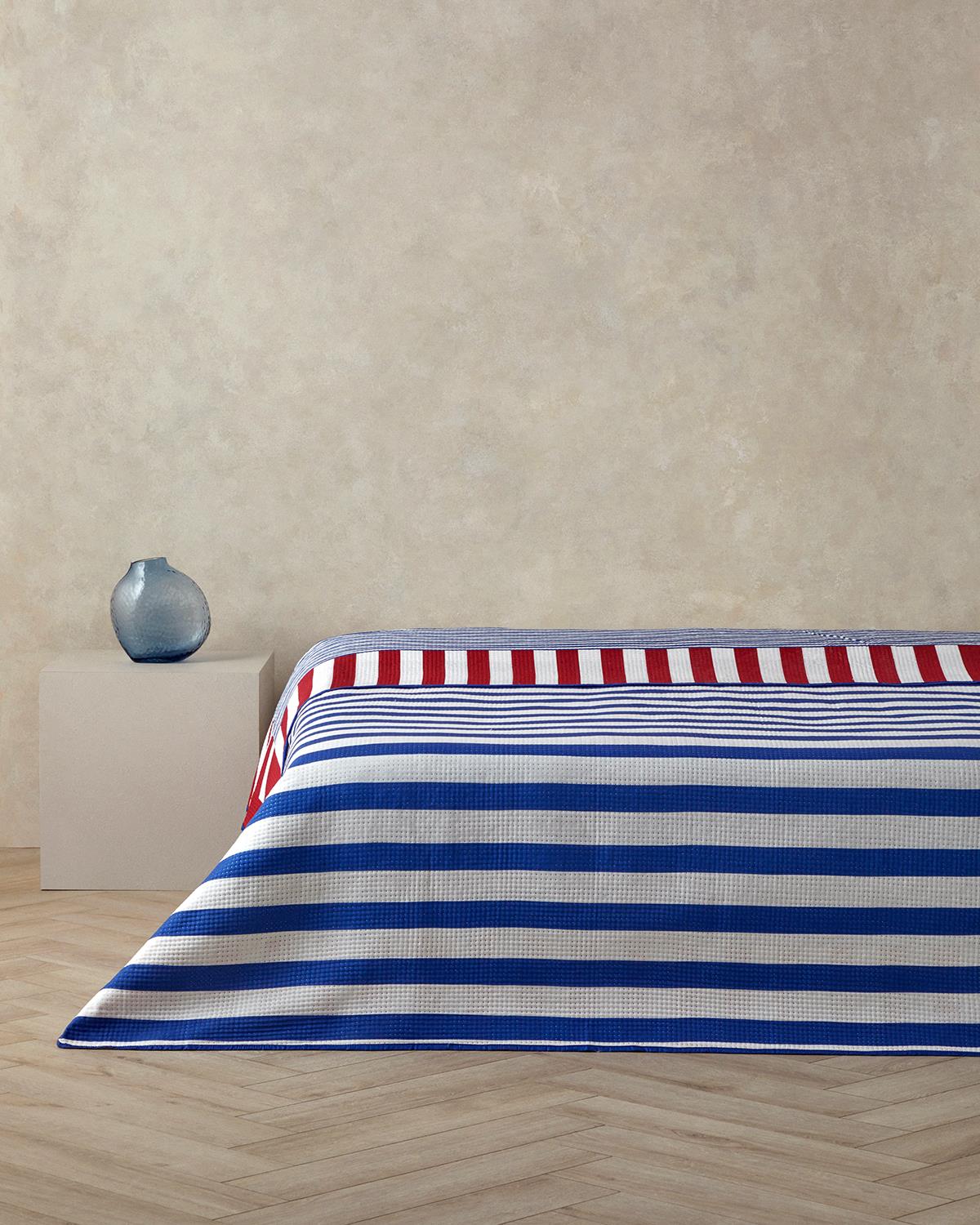 Sailor’S Stripe Çift Kişilik Çok Amaçlı Örtü Kırmızı - Lacivert